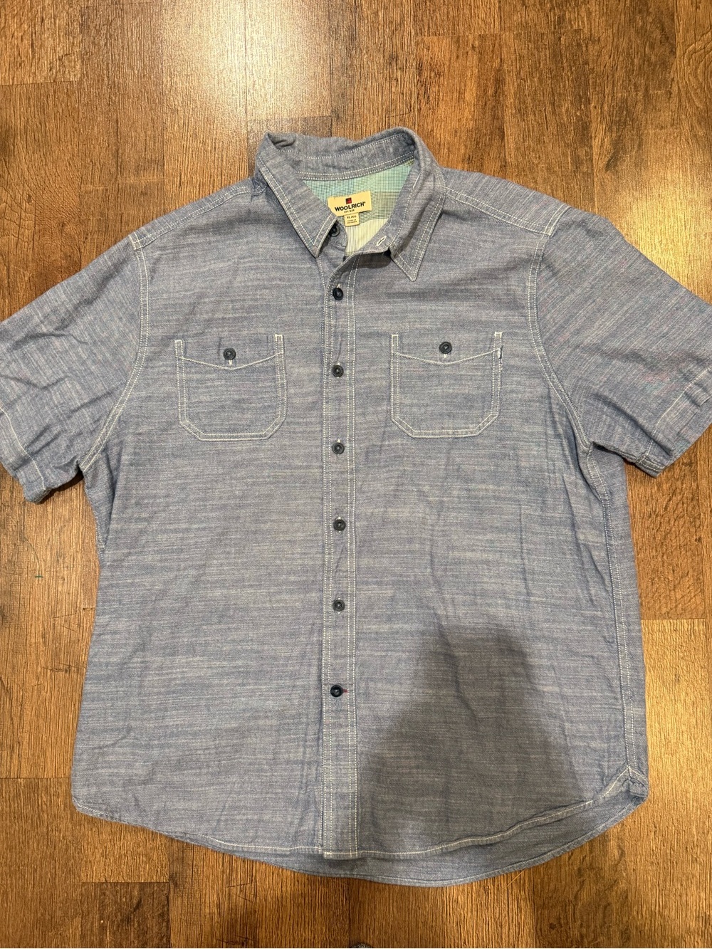 Woolrich chambray Short-Sleeve Chambray Button-Down Shirt xl